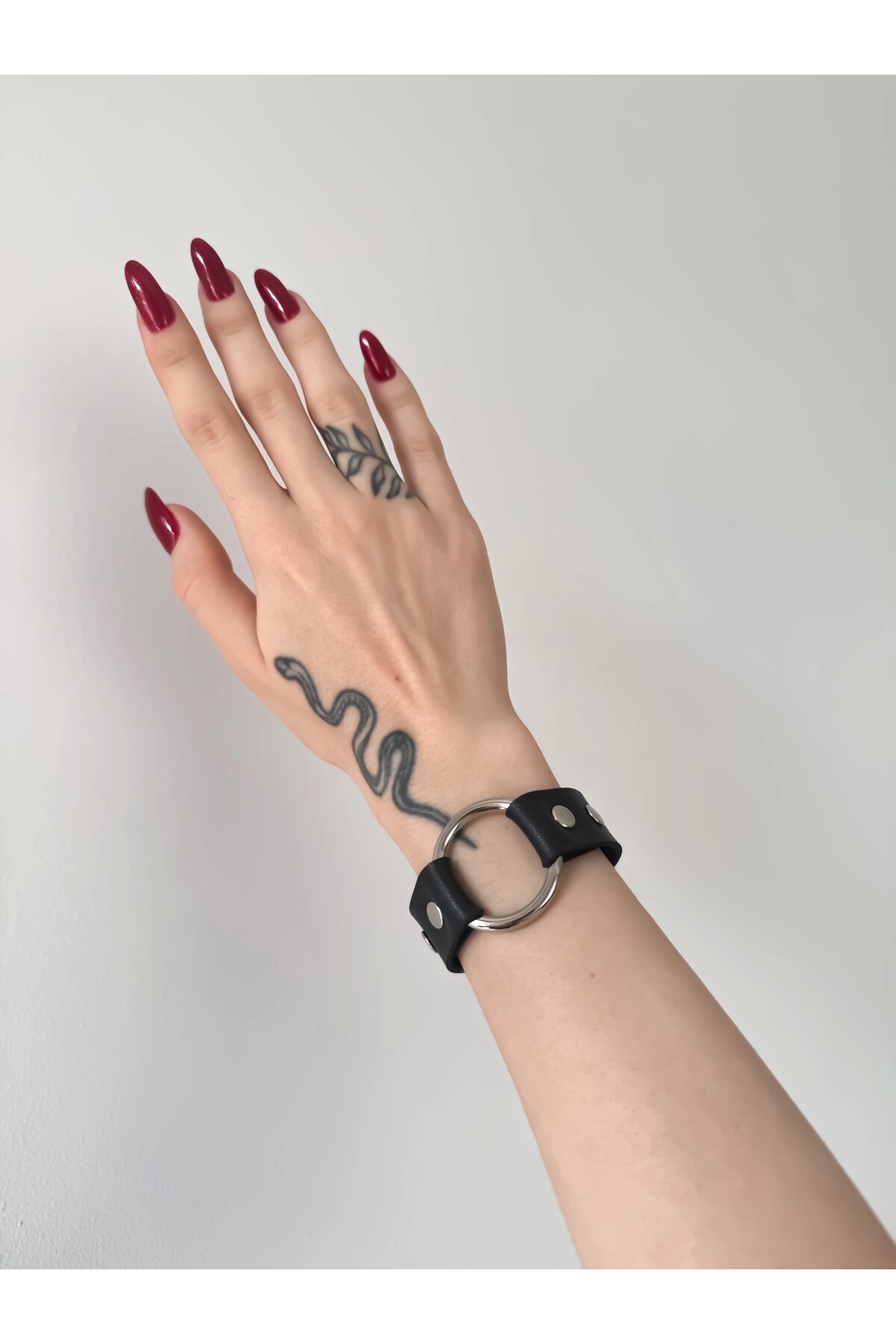 Gotik Punk Halkalı Deri Bileklik (UNİSEX BEDENLİ) - 23