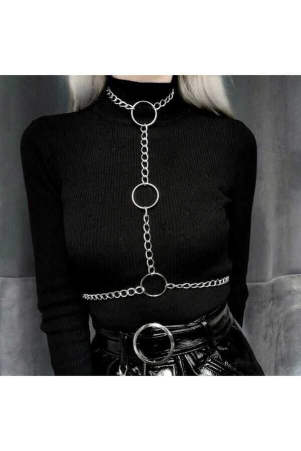 Gotik, Punk, Halkalı Vücut Zinciri, Harness - 19