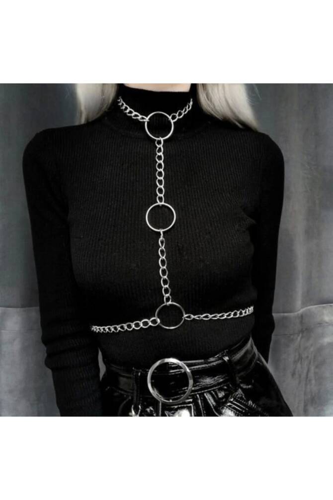 Gotik, Punk, Halkalı Vücut Zinciri, Harness - 5