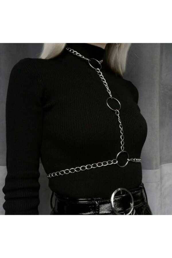 Gotik, Punk, Halkalı Vücut Zinciri, Harness - 2