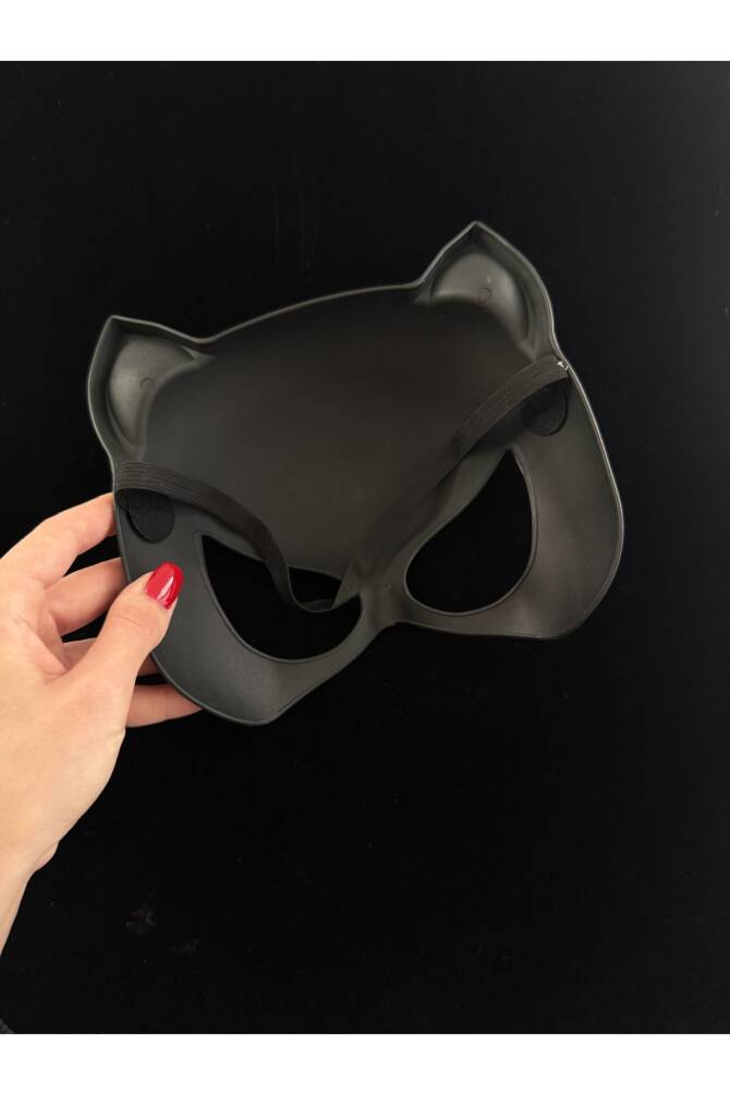 Gotik Punk Halloween Kedi Maskesi Cadılar Bayramı Maskesi Cat Mask Halloween Aksesuar Parti Maskesi - 3