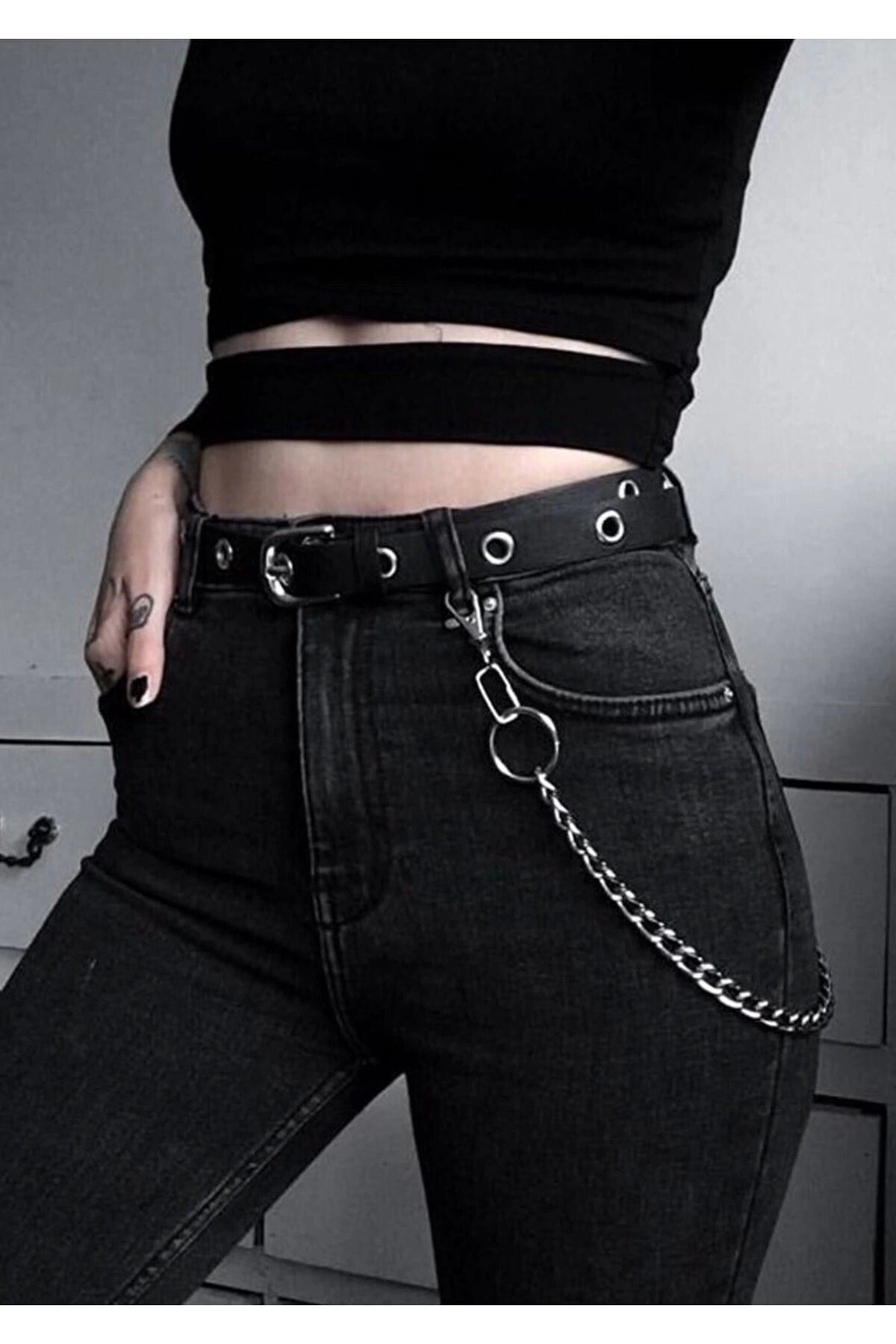Gotik Punk Harajuku Halkalı Pantolon Zinciri - DarkellaStore