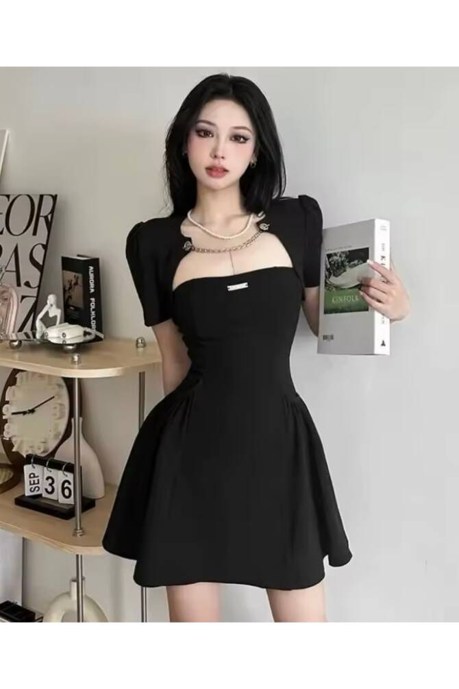 Gotik Punk Harajuku Zincirli Ceketli Straplez Mini Elbise - 9