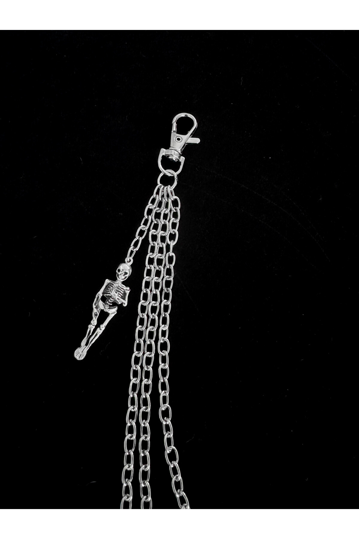 Gotik Punk İskelet Detay Metal Üç Zincirli Pantolon Zinciri - 2