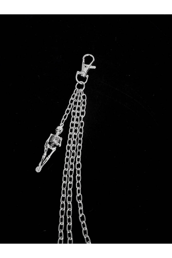 Gotik Punk İskelet Detay Metal Üç Zincirli Pantolon Zinciri - 2