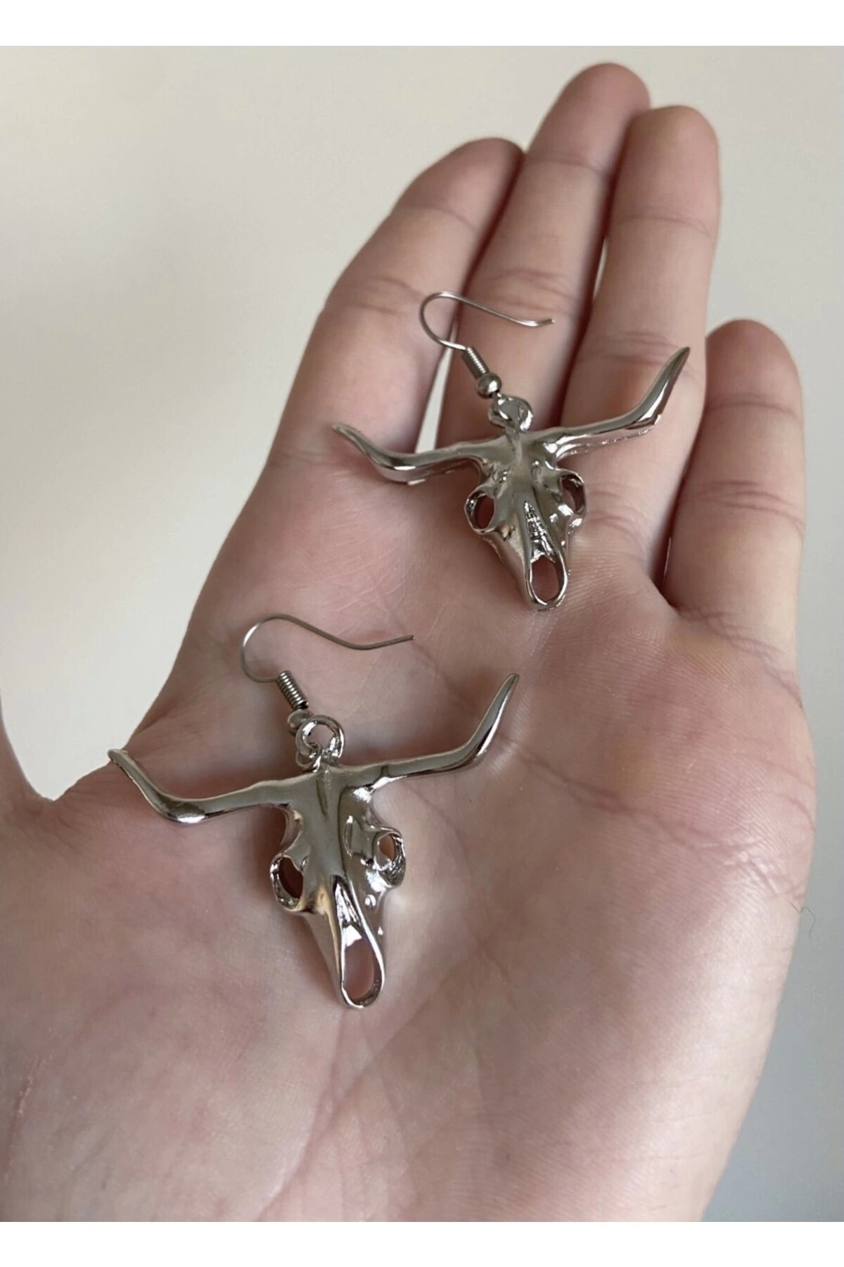 Gotik Punk Keçi Kafası Küpe - 3