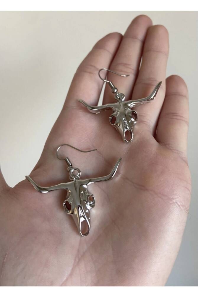 Gotik Punk Keçi Kafası Küpe - 3