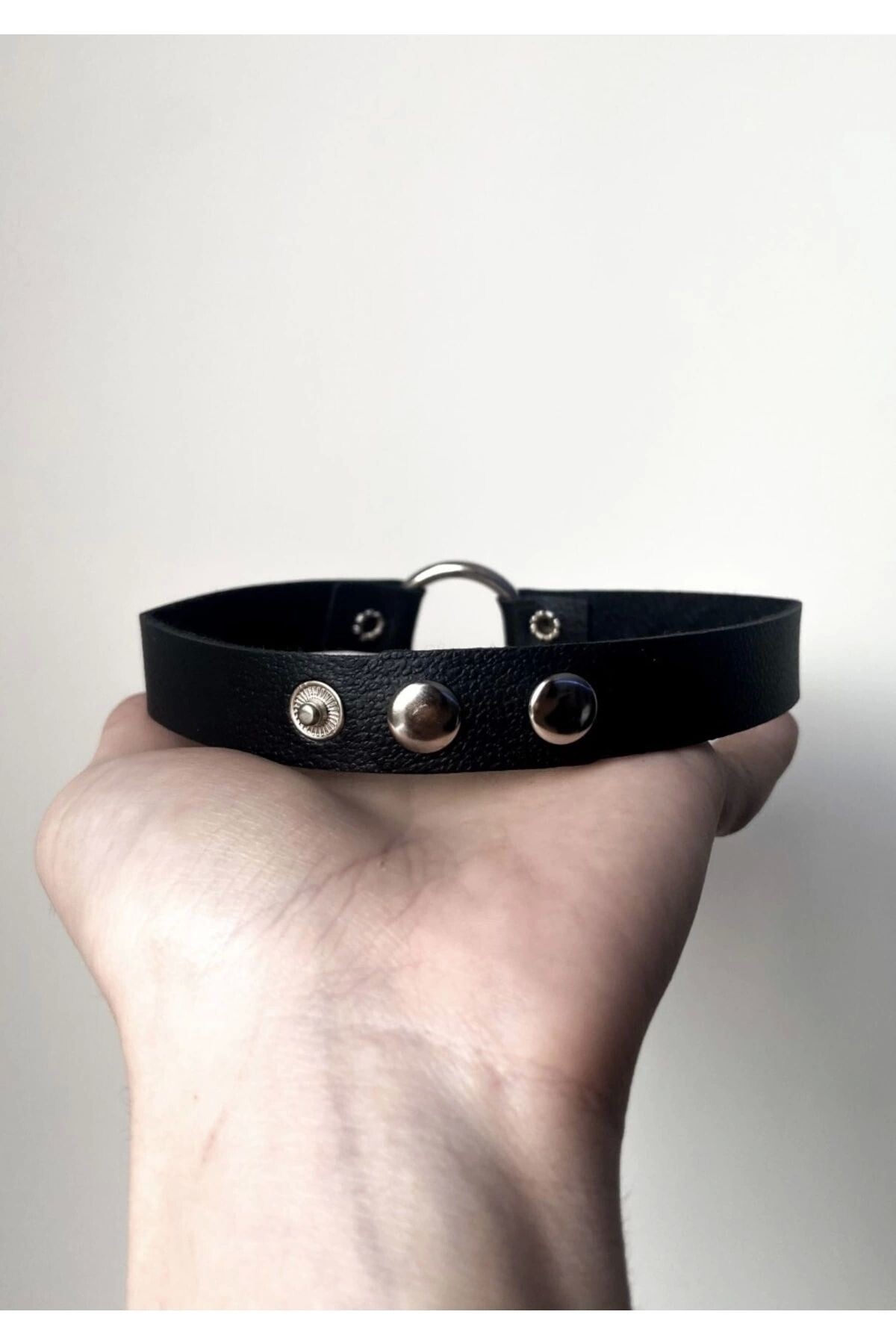 Gotik Punk Melek Angel Halkalı Deri Choker Boyunluk - 3