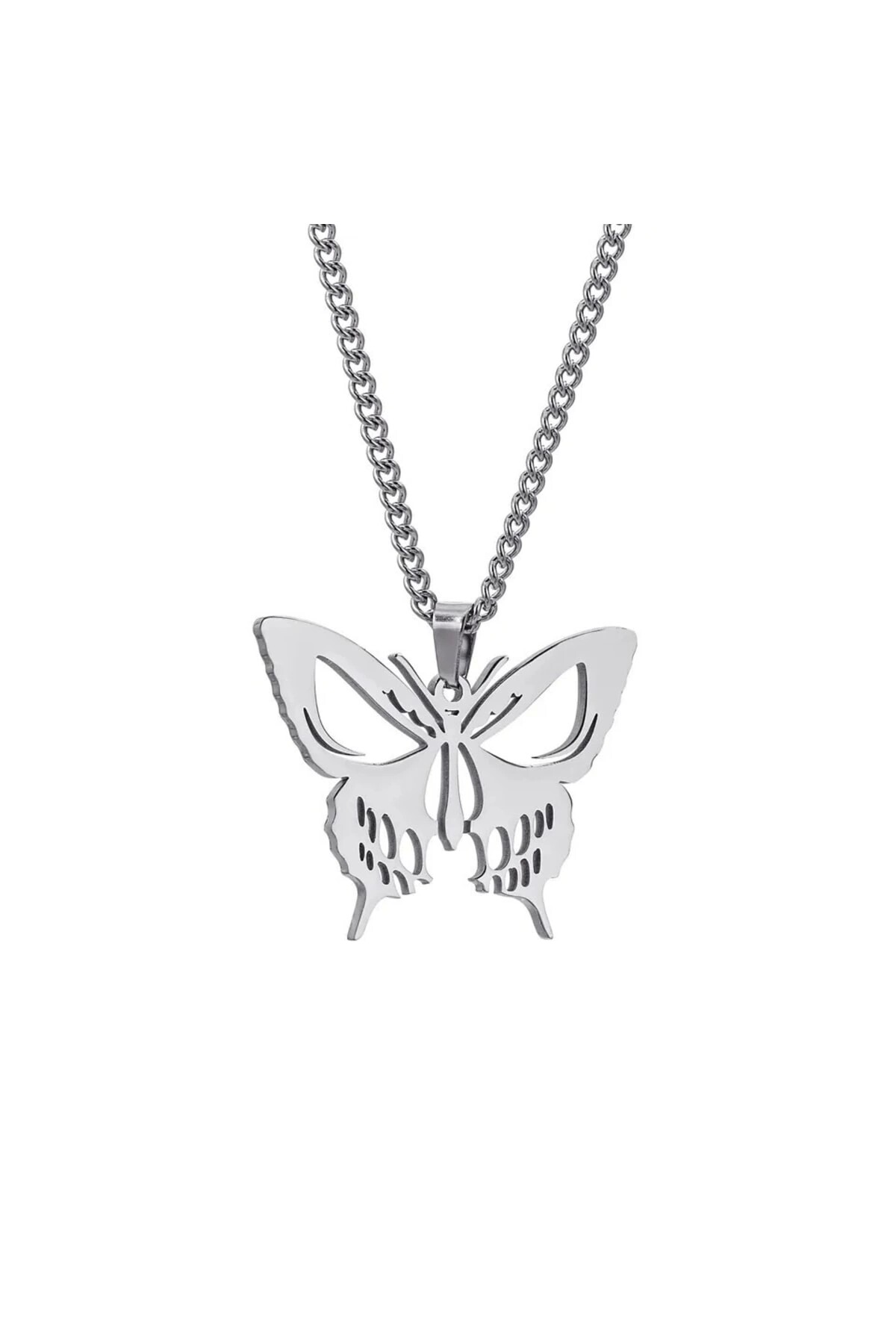 Gotik Punk Metal Kuru Kafa Kelebek Kolye - DarkellaStore