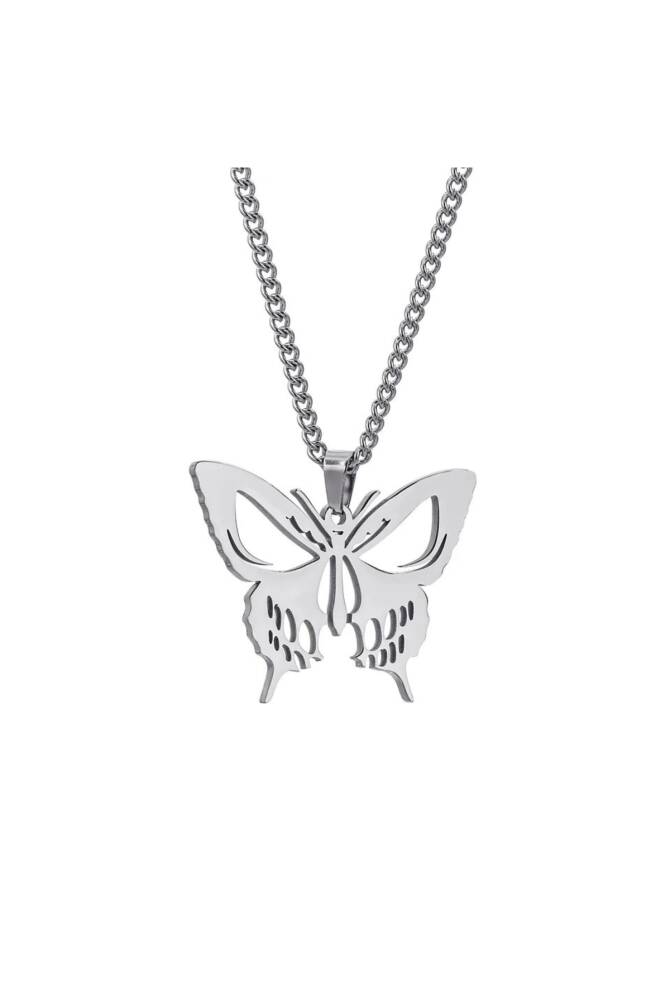 Gotik Punk Metal Kuru Kafa Kelebek Kolye - 1