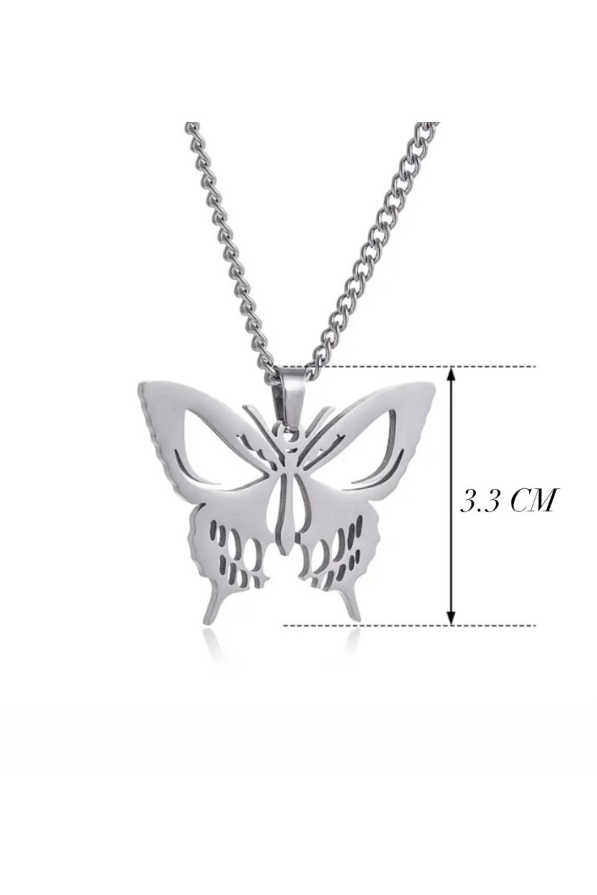 Gotik Punk Metal Kuru Kafa Kelebek Kolye - 2