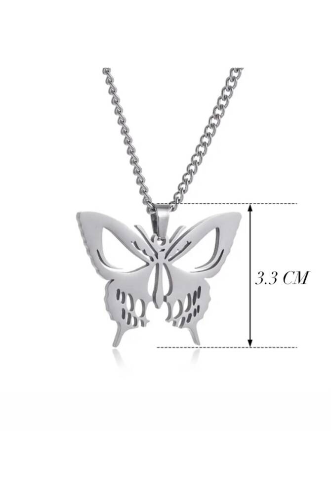 Gotik Punk Metal Kuru Kafa Kelebek Kolye - 2