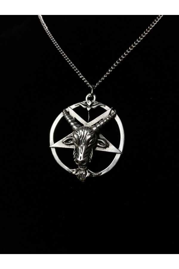 Gotik Punk Pentagram Keçi Kafası Kolye - 1