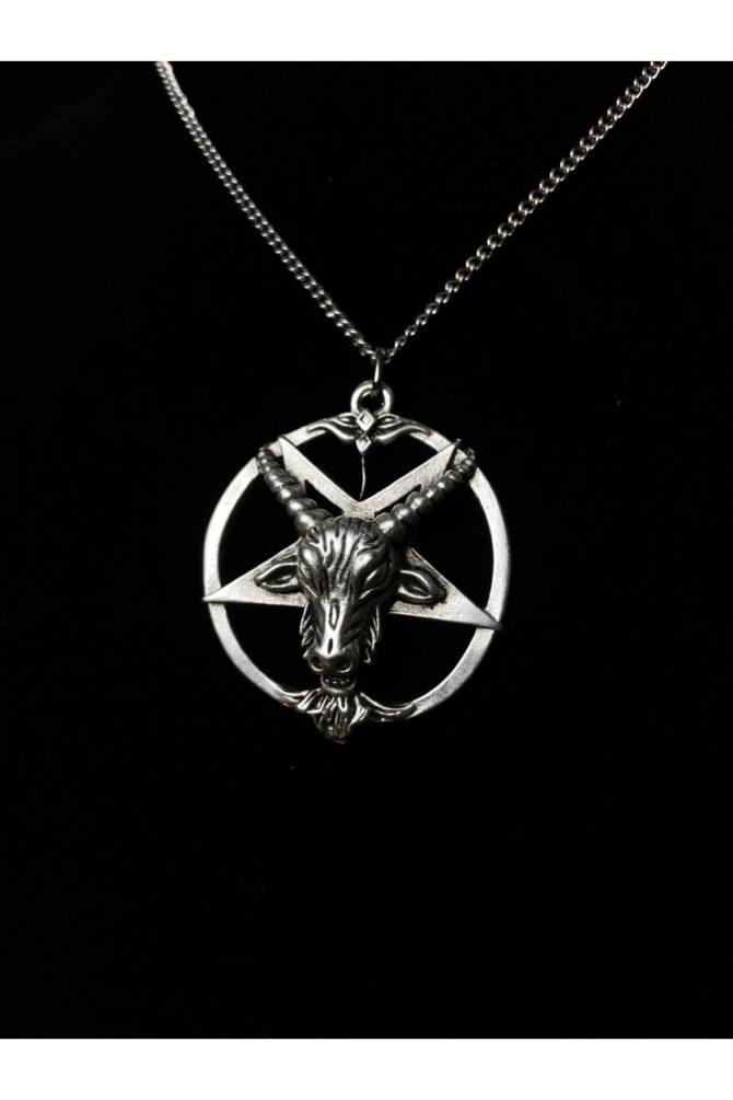 Gotik Punk Pentagram Keçi Kafası Kolye - 1