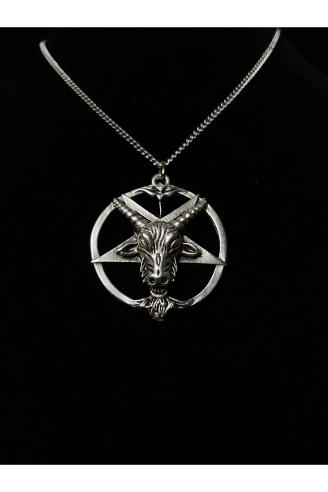 Gotik Punk Pentagram Keçi Kafası Kolye - 2