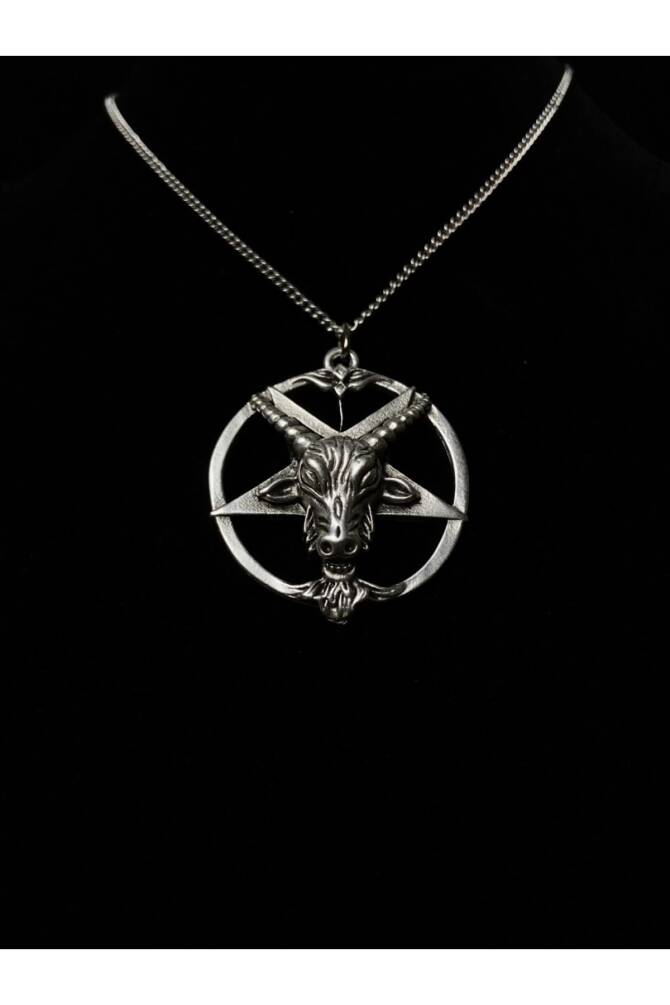 Gotik Punk Pentagram Keçi Kafası Kolye - 3