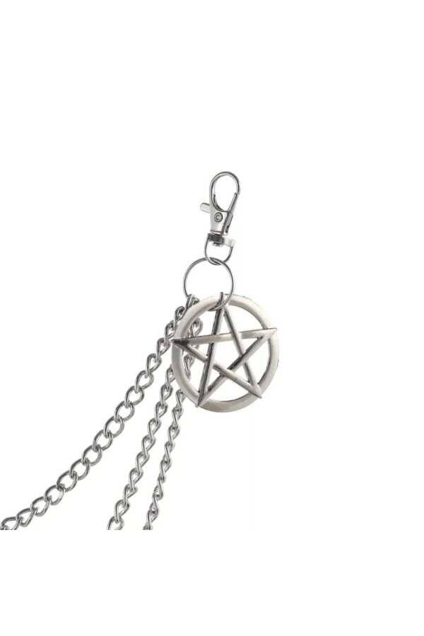 Gotik Punk Pentagram Üç Zincirli Pantolon Zinciri - 4