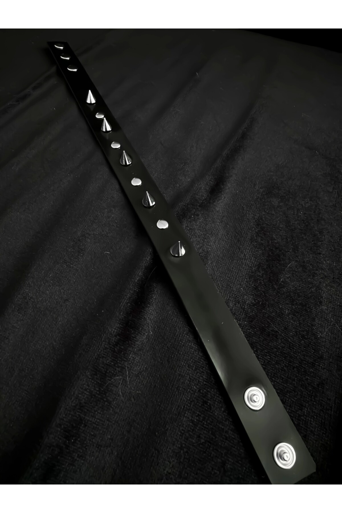 Gotik Punk Rugan Zımbalı Dikenli Choker Boyunluk - 3