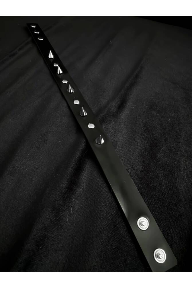 Gotik Punk Rugan Zımbalı Dikenli Choker Boyunluk - 3