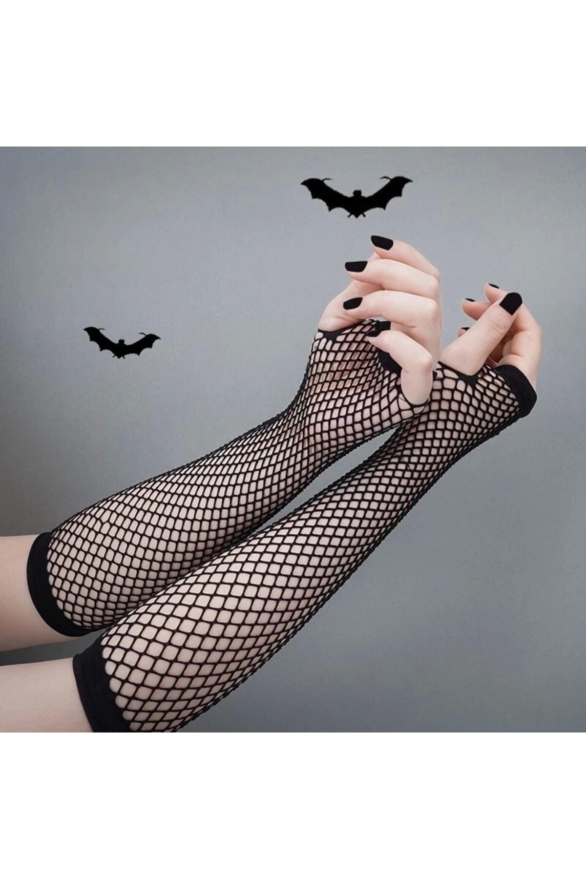 Gotik Punk Siyah Uzun File Kolluk - DarkellaStore