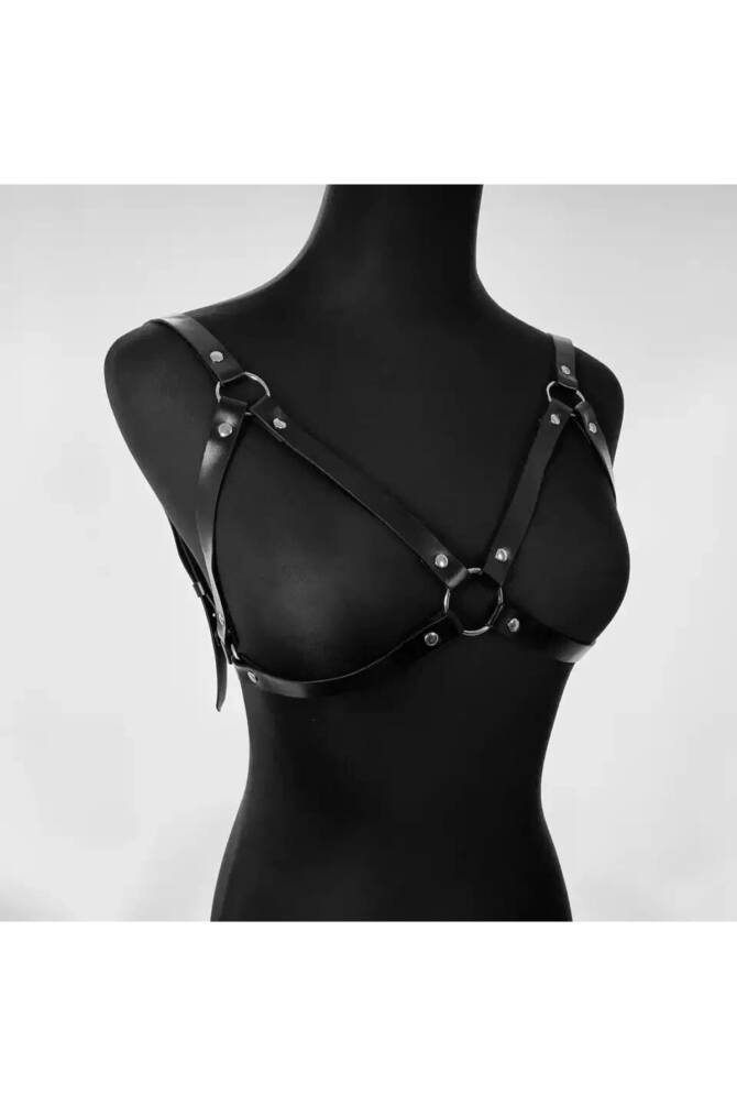 Gotik Punk Suni Deri Göğüs Harness Vücut Kemeri - 2