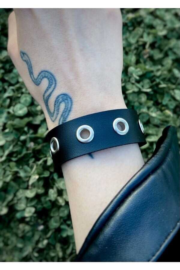 Gotik , Punk , Tek Sıralı Kuş Gözlü Bileklik - 7