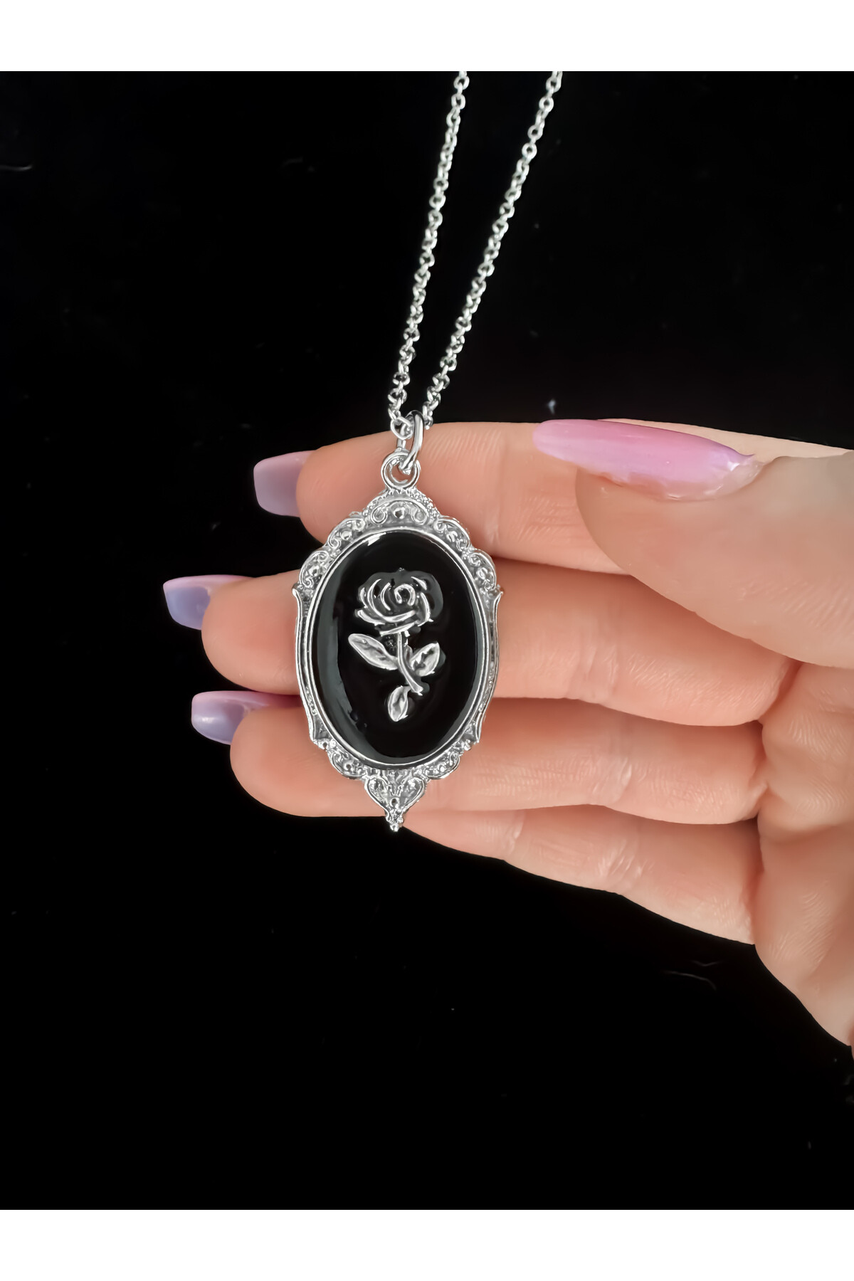 Gotik Punk Victorian Gül Desenli Pinterest Metal Tablo Kolye - DarkellaStore