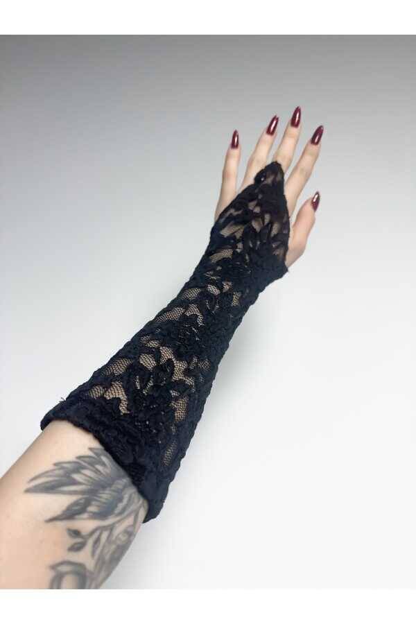 Gotik Punk Victorian Tasarım Dantelli Kısa Kolluk, Parti Eldiveni, Parti Kolluğu - 1