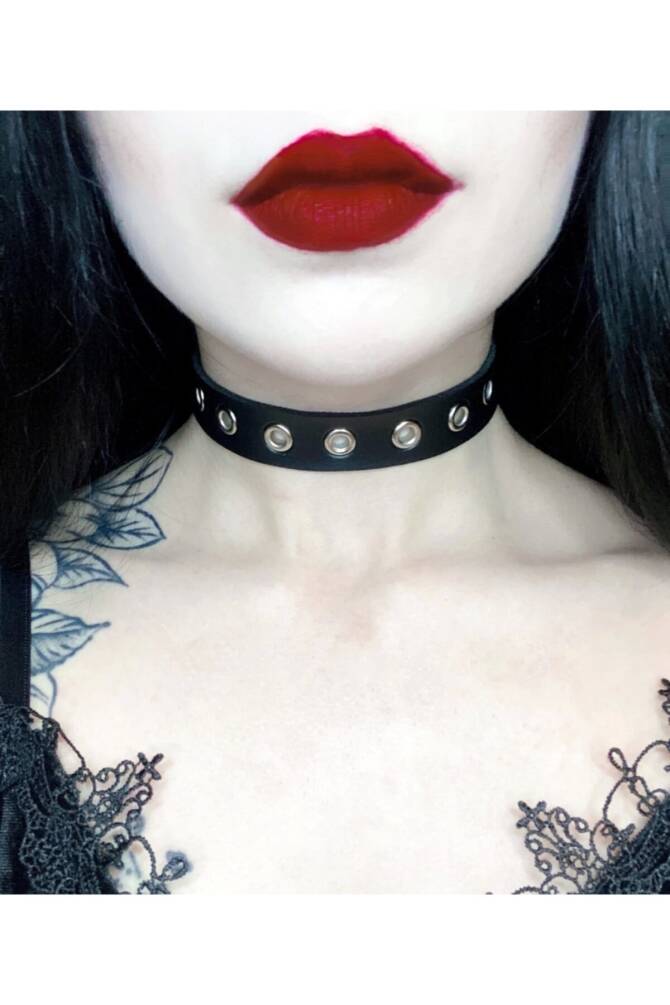 Gotik, Punk, Vintage, Kuşgözlü Deri Boyunluk, Chocker - 2