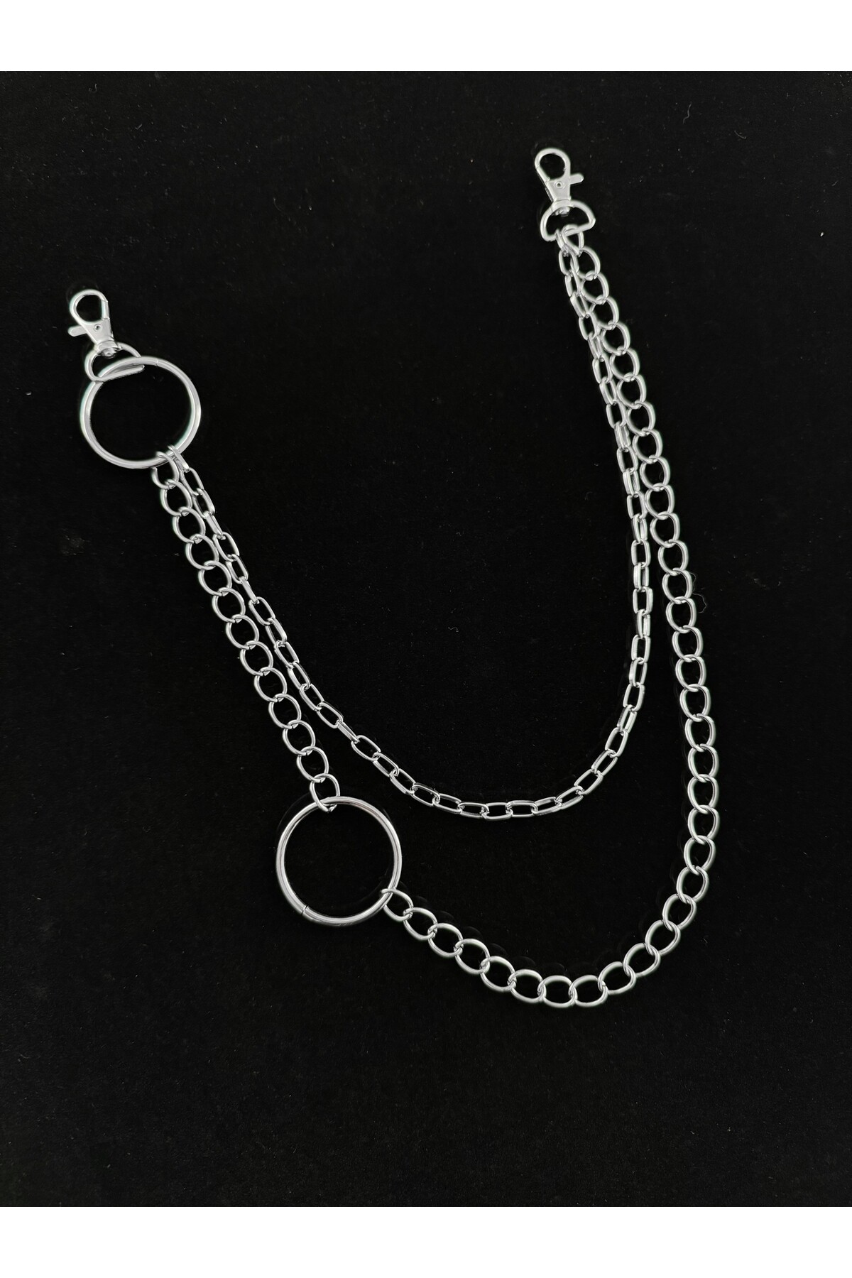 Gotik Punk Y2K Halkalı Çift Sıralı Uzun Pantolon Zinciri Pantolon Aksesuarı - 2