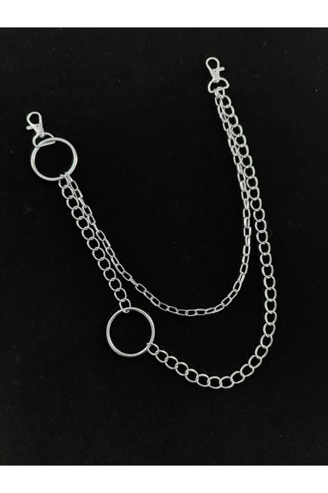 Gotik Punk Y2K Halkalı Çift Sıralı Uzun Pantolon Zinciri Pantolon Aksesuarı - 2