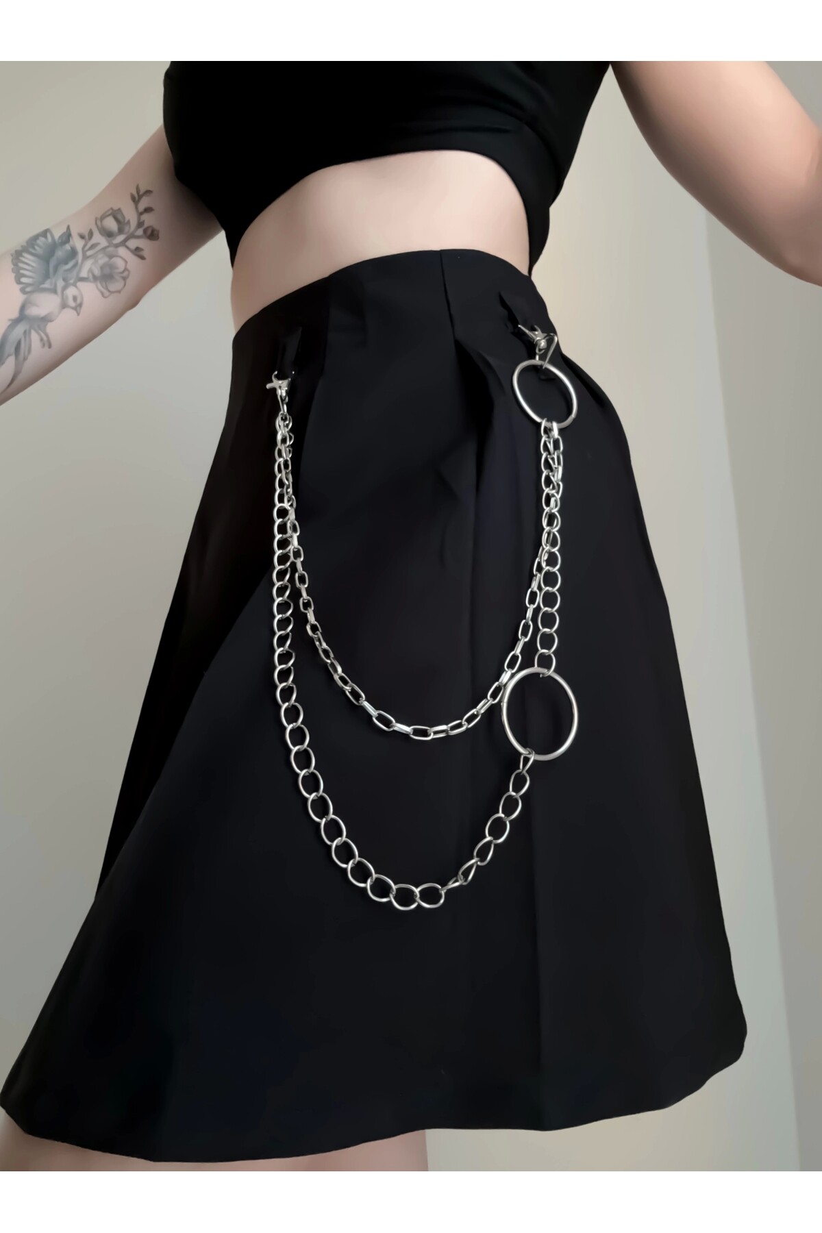 Gotik Punk Y2K Halkalı Çift Sıralı Uzun Pantolon Zinciri Pantolon Aksesuarı - 3