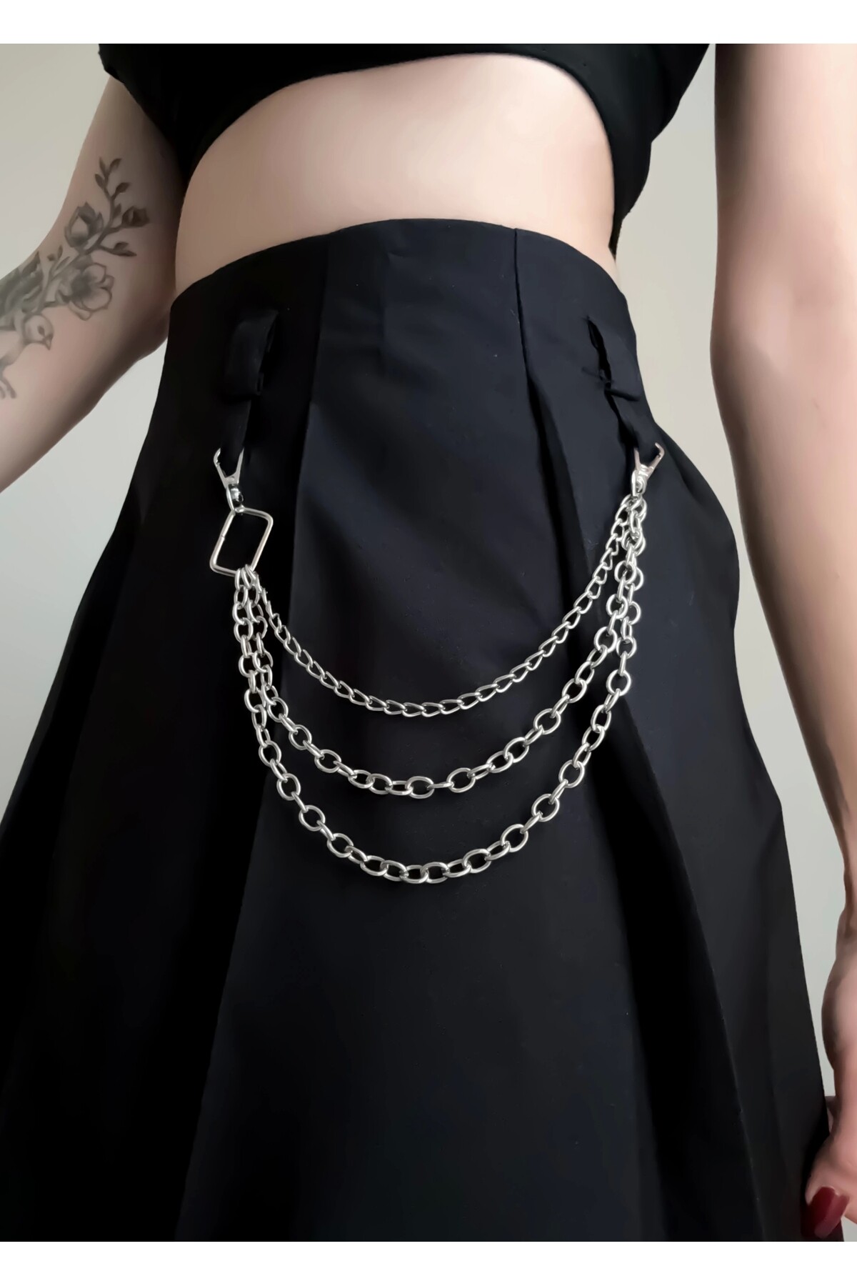 Gotik Punk Y2K Kare Halka Detay Etek Zinciri Pantolon Zinciri Etek Pantolon Aksesuarı - 3