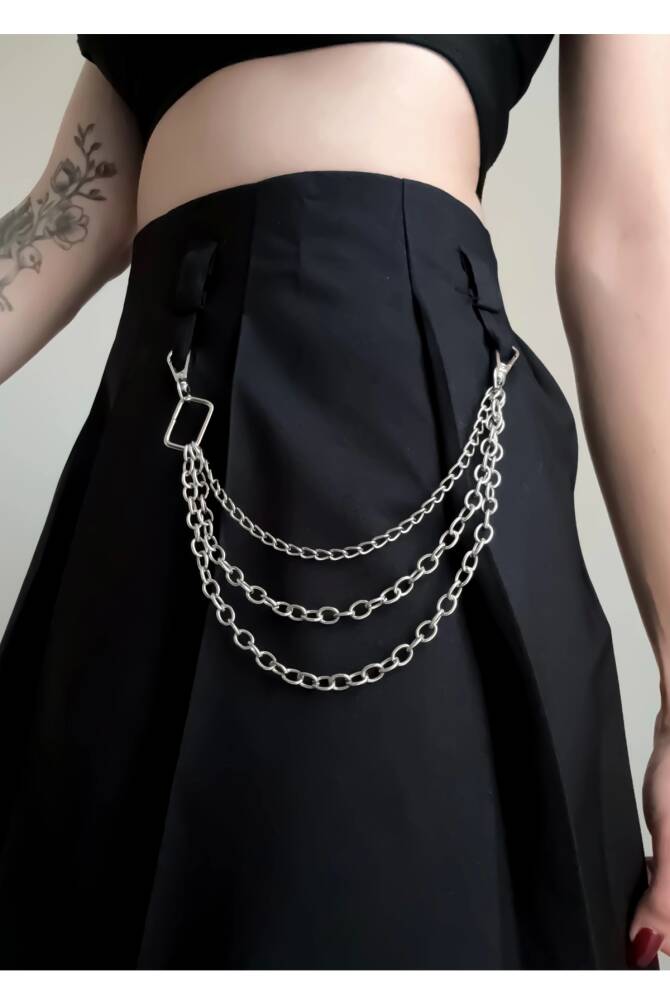 Gotik Punk Y2K Kare Halka Detay Etek Zinciri Pantolon Zinciri Etek Pantolon Aksesuarı - 3
