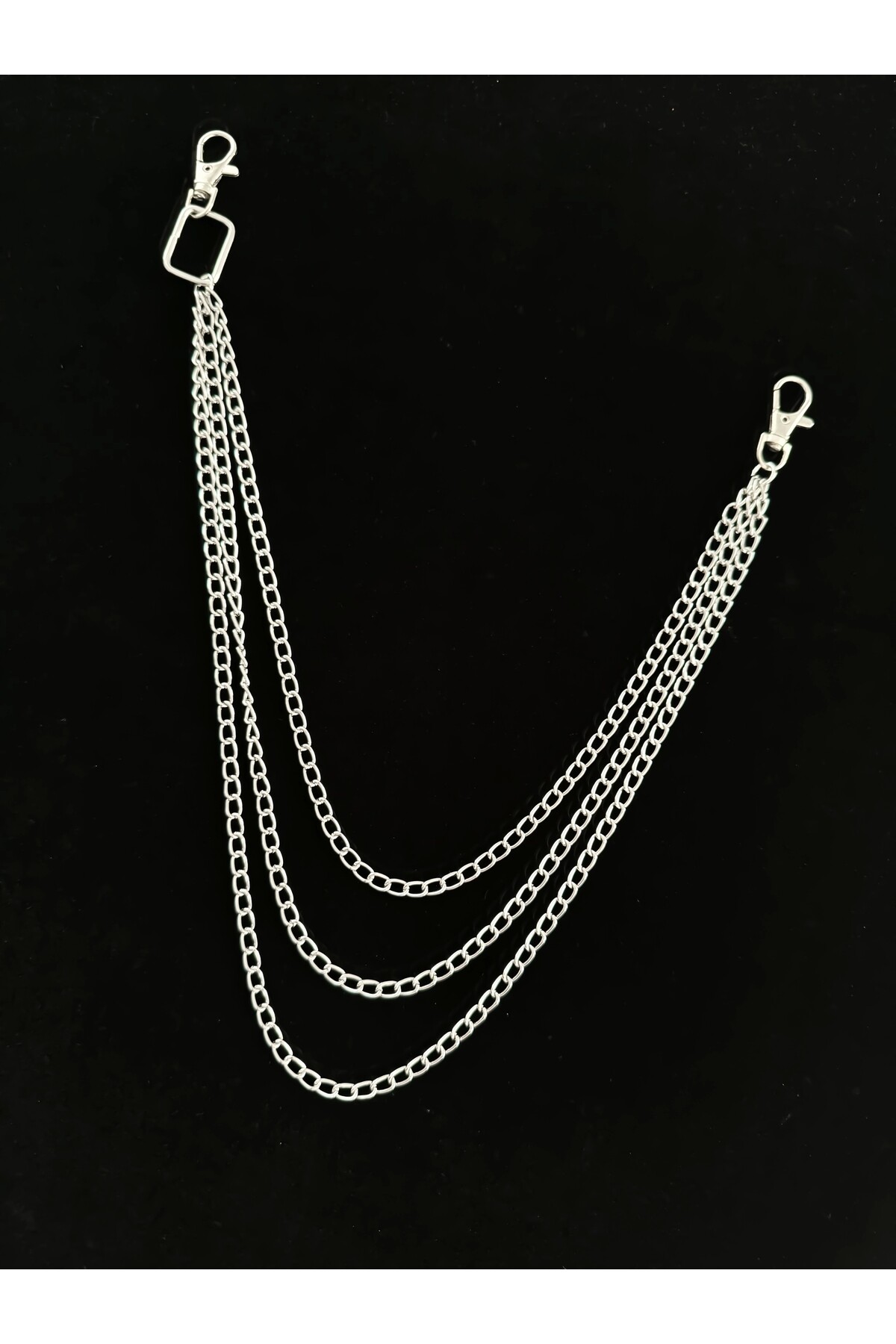 Gotik Punk Y2K Kare Halkalı Üç Sıralı Uzun Pantolon Zinciri Pantolon Aksesuarı - 2