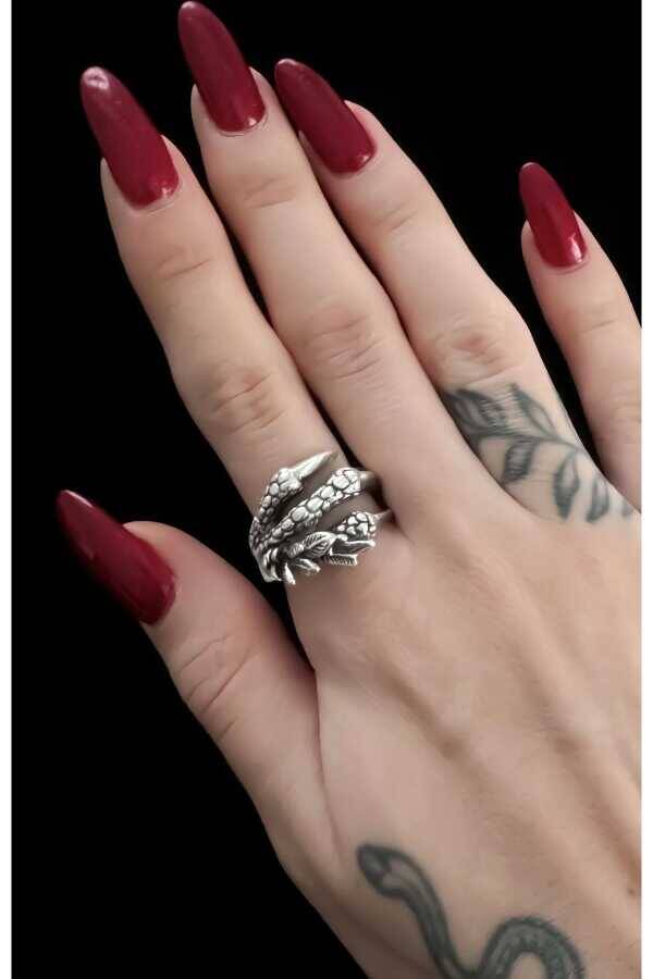 Gotik Punk Y2K Metal Kartal Eli Yüzük (UNISEX AYARLANABİLİR) - 3