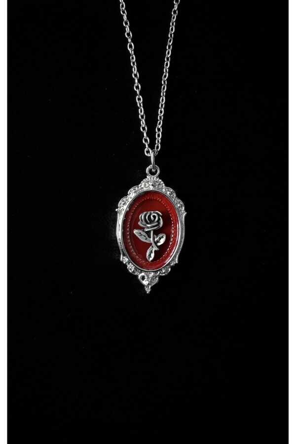 Gotik Victorian Gül Detay Tablo Kolye - 1