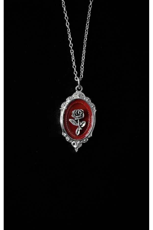 Gotik Victorian Gül Detay Tablo Kolye - 1