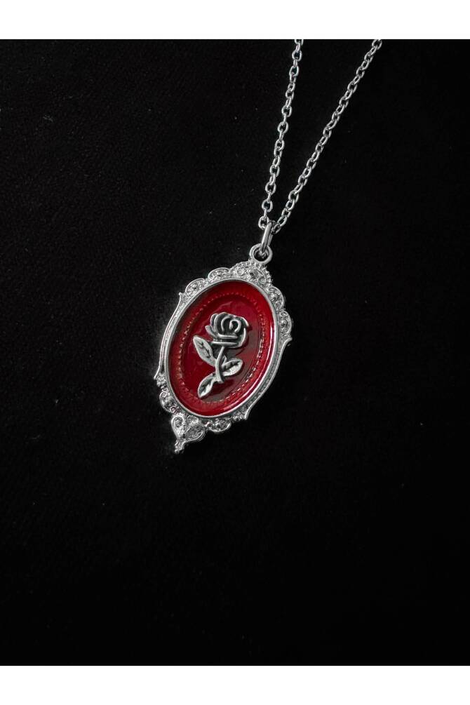 Gotik Victorian Gül Detay Tablo Kolye - 2