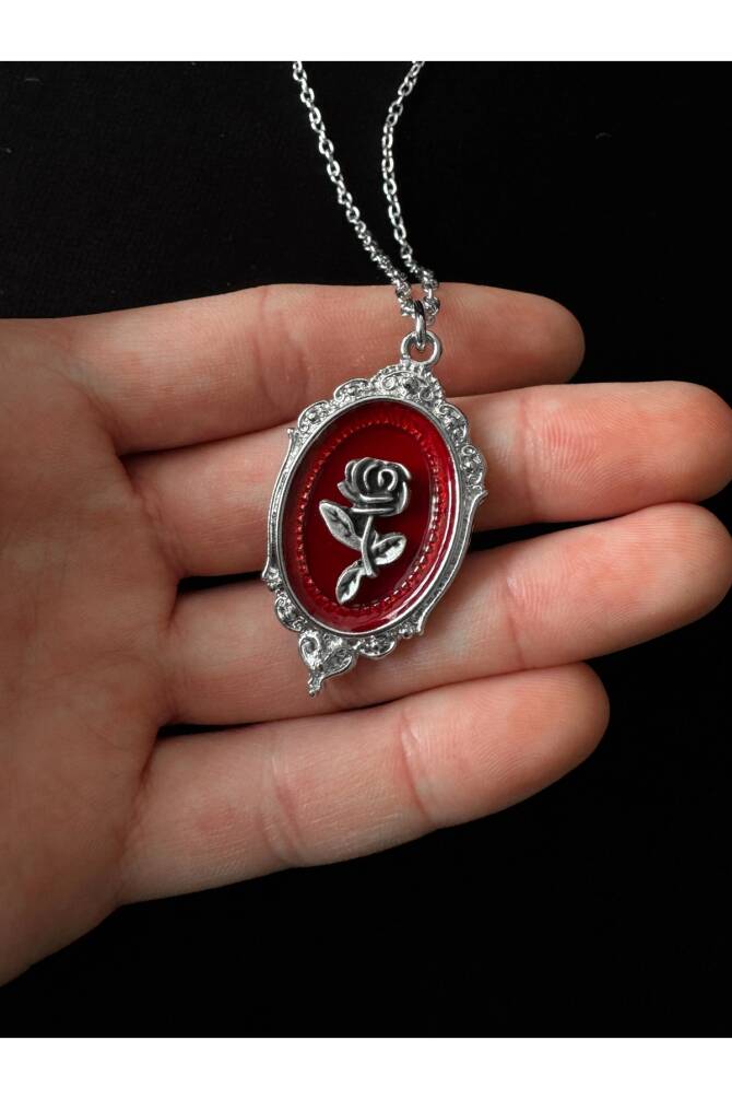 Gotik Victorian Gül Detay Tablo Kolye - 3