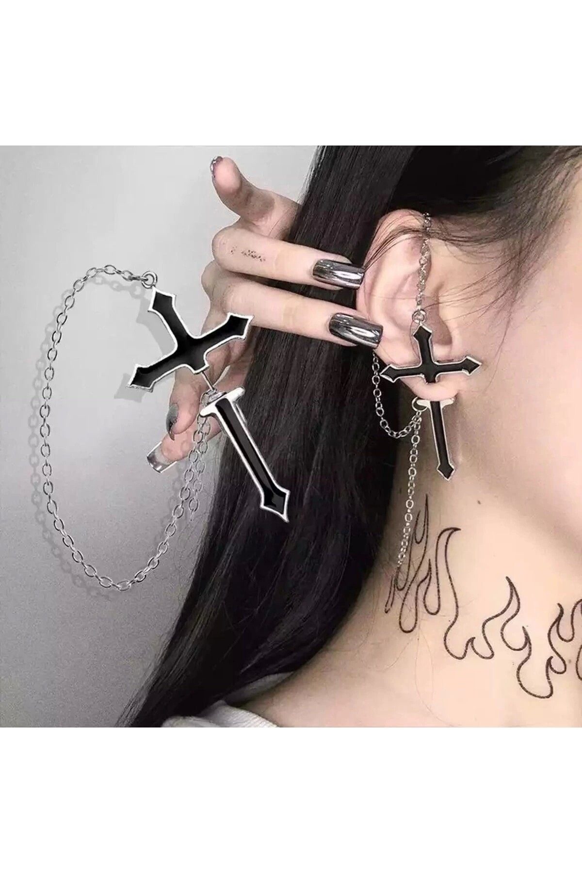 Harajuku Gothic Gotik Punk Haç Küpe - DarkellaStore