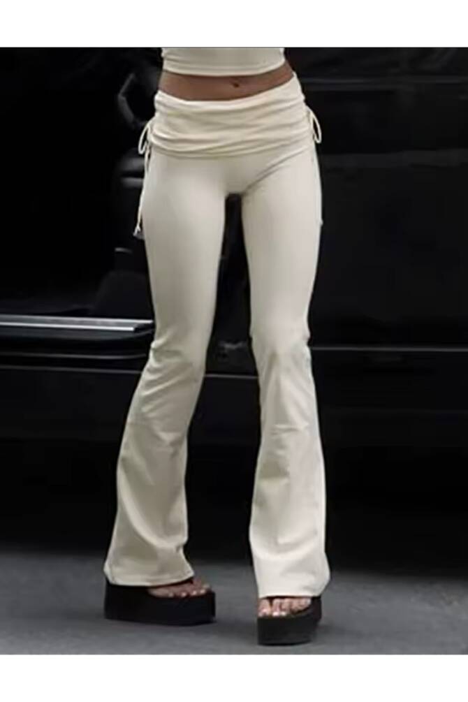 Harajuku Lolita Krem Slim Fit İspanyol Paça Eşofman - 6