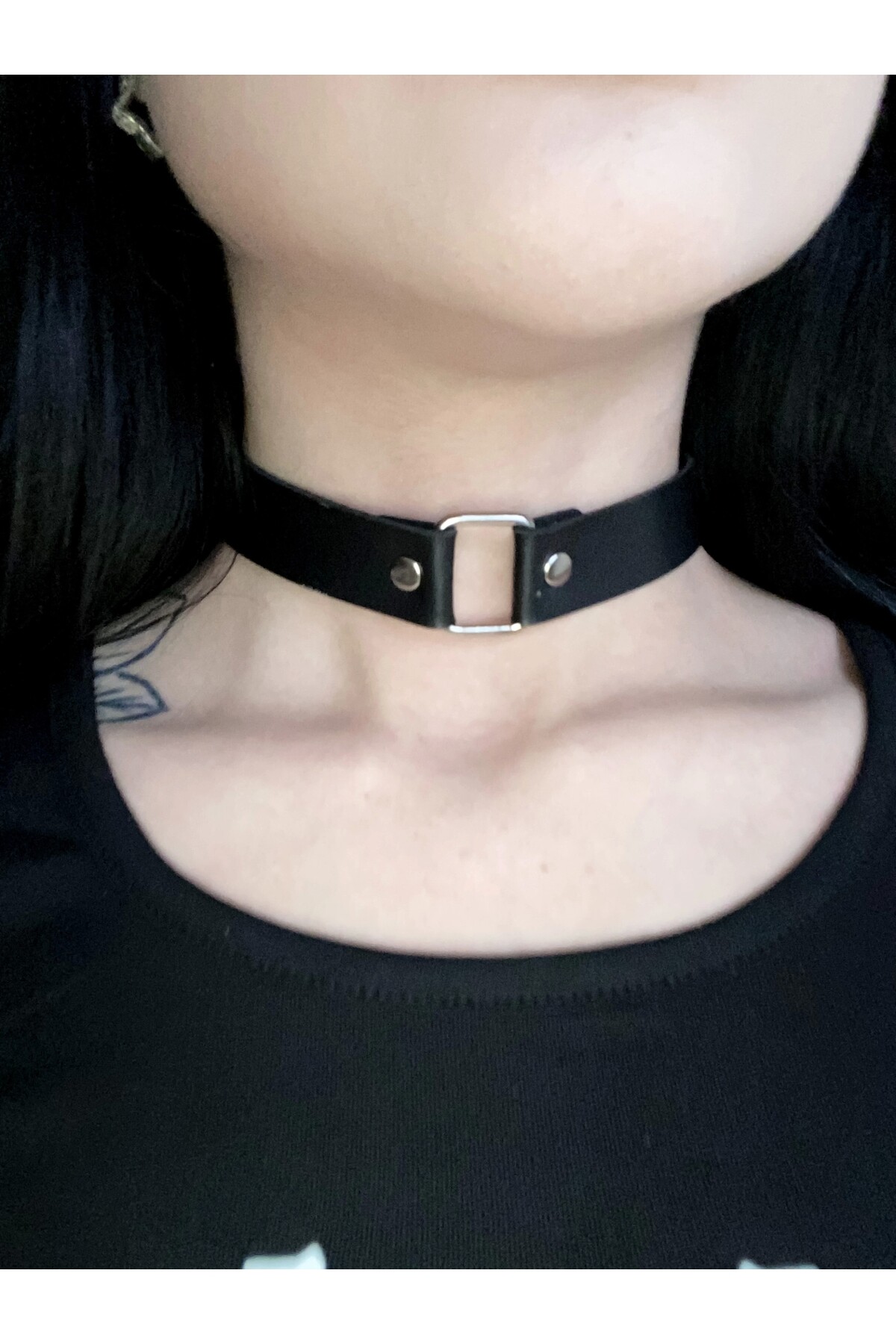 Kare Halka Deri Choker Boyunluk - 2