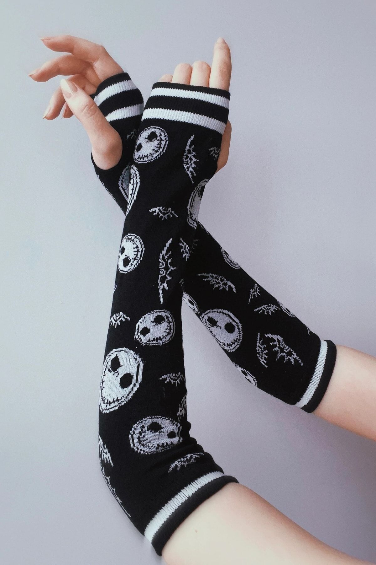 Kuru Kafa Siyah Uzun Kolluk Eldiven - DarkellaStore