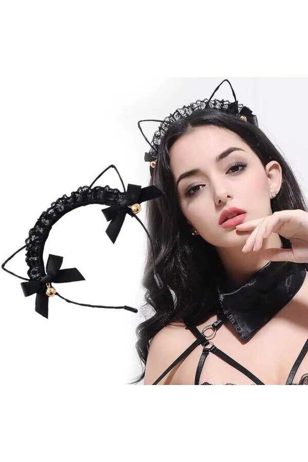 Lolita Cosplay Harajuku Kedi Kulağı Zilli Taç Toka - 1
