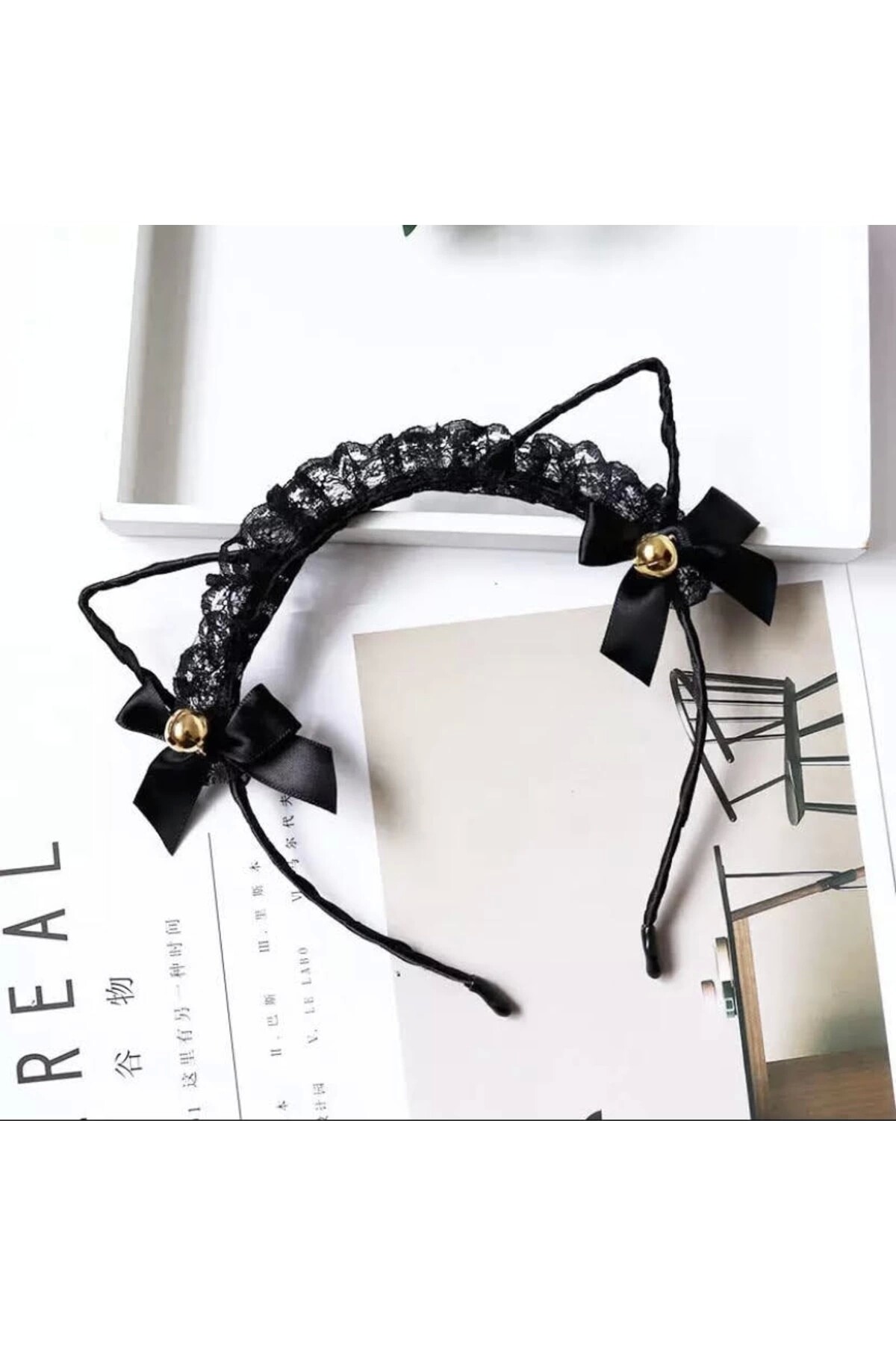 Lolita Cosplay Harajuku Kedi Kulağı Zilli Taç Toka - 2