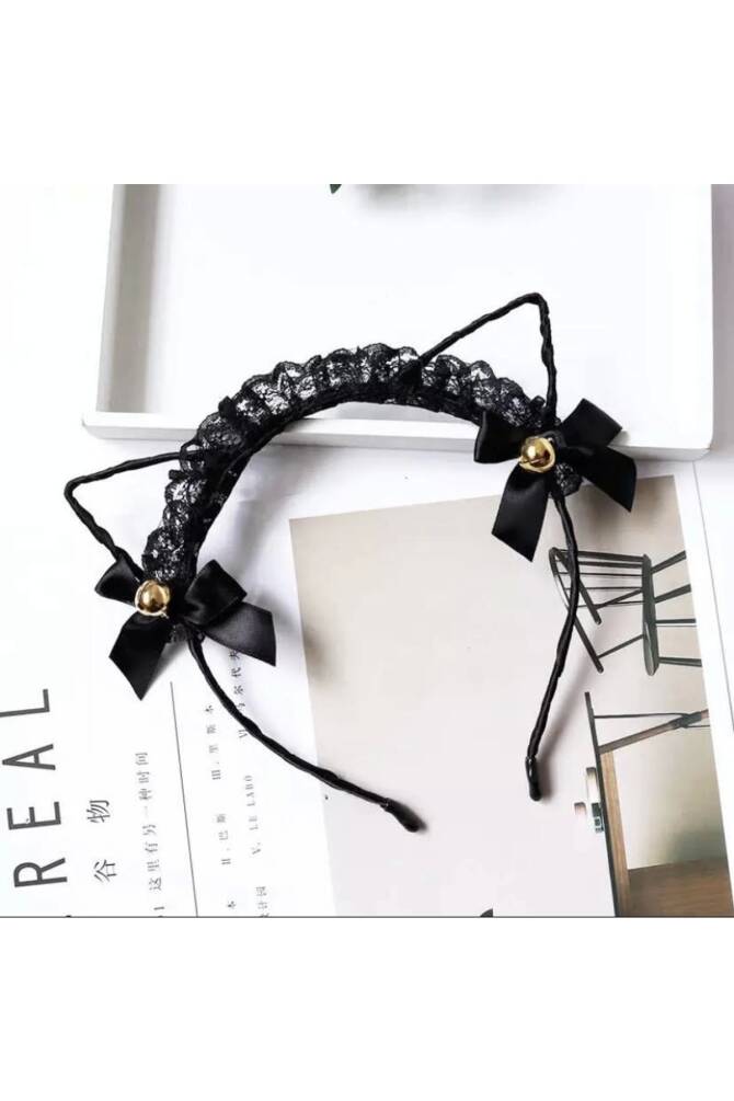 Lolita Cosplay Harajuku Kedi Kulağı Zilli Taç Toka - 2