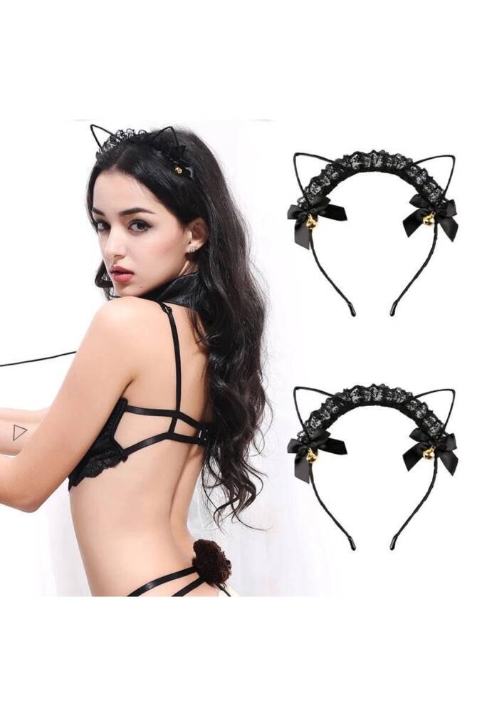 Lolita Cosplay Harajuku Kedi Kulağı Zilli Taç Toka - 3