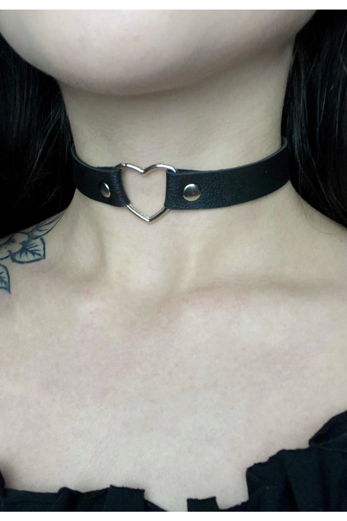 Lolita Harajuku Kalpli Suni Deri Choker Boyunluk - 2