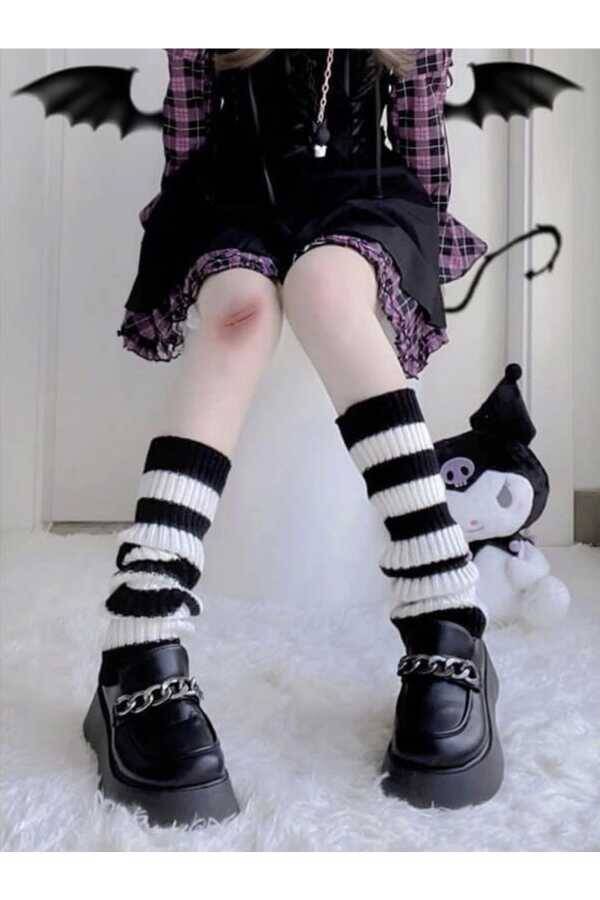 Lolita Harajuku Kışlık Kalın Bol Tozluk - 3